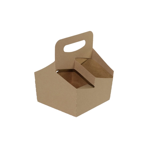Boxit Boxit 7.25"x7"x7.25" 4 Cup 32 oz. Kraft Carrier Box, PK100 7710C-501 - main